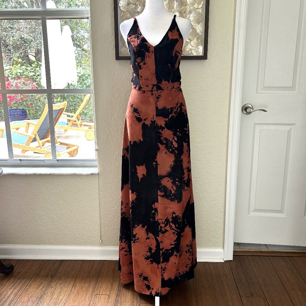 Elegant Black and Brown Maxi Dress